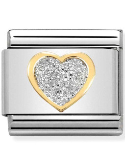 Maillon Nomination classic coeur glitter et Or