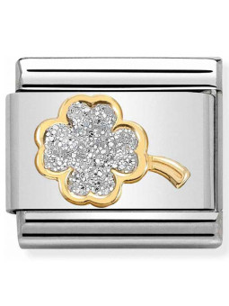 Maillon Nomination classic trèfle glitter et Or