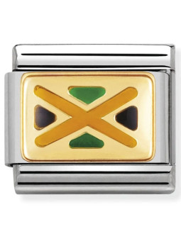 Maillon Nomination classic drapeau Jamaïque en émail et Or jaune