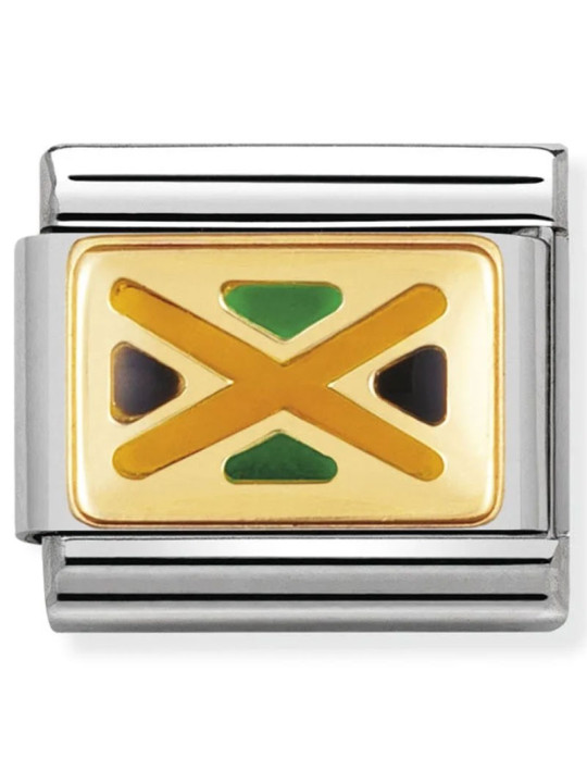 Maillon Nomination classic drapeau Jamaïque en émail et Or jaune