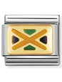 Maillon Nomination classic drapeau Jamaïque en émail et Or jaune