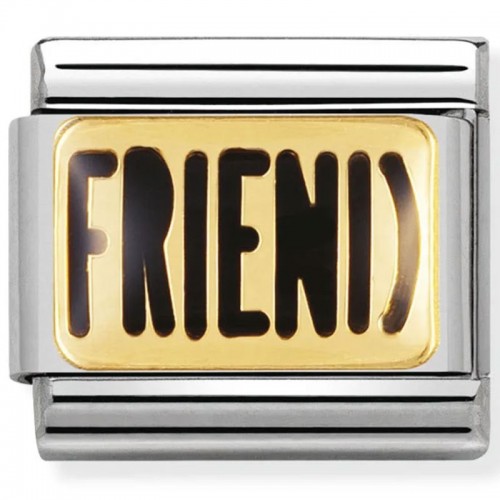 Maillon Nomination classic message Friend en émail et Or