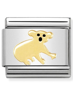 Maillon Nomination classic koala en acier, émail et Or