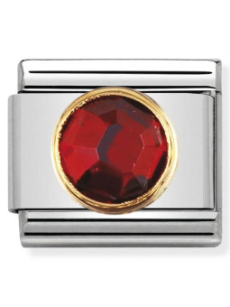 Maillon Nomination classic pierre rouge ronde sur fond en Or