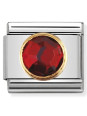 Maillon Nomination classic pierre rouge ronde sur fond en Or