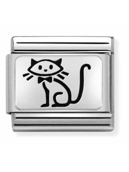 Maillon Nomination classic Animal Chat en Argent