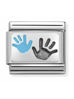 Maillon Nomination classic Famille Mains Petit garcon et Parent en Argent