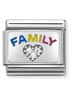 Maillon Nomination classic Love Family Gravure avec Pierres en Argent