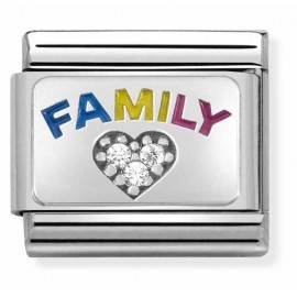 Maillon Nomination classic Love Family Gravure avec Pierres en Argent