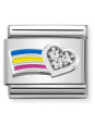 Maillon Nomination classic Amour Coeur et Arc-en-Ciel multicolore avec Pierres en Argent