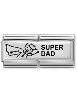 Maillon Nomination classic Famille inscription anglaise Super Dad en Argent