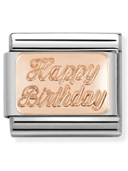 Maillon Nomination classic Anniversaire Happy Birthday en Or rose