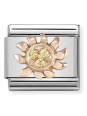 Maillon Nomination classic symbole du Soleil en Or rose et Pierres jaunes