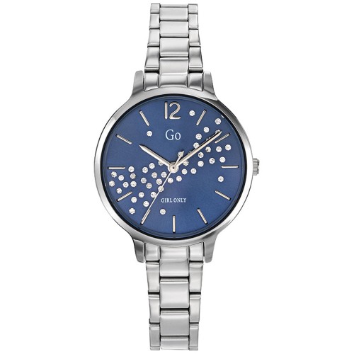 Montre femme Go Girl acier cadran bleu avec strass