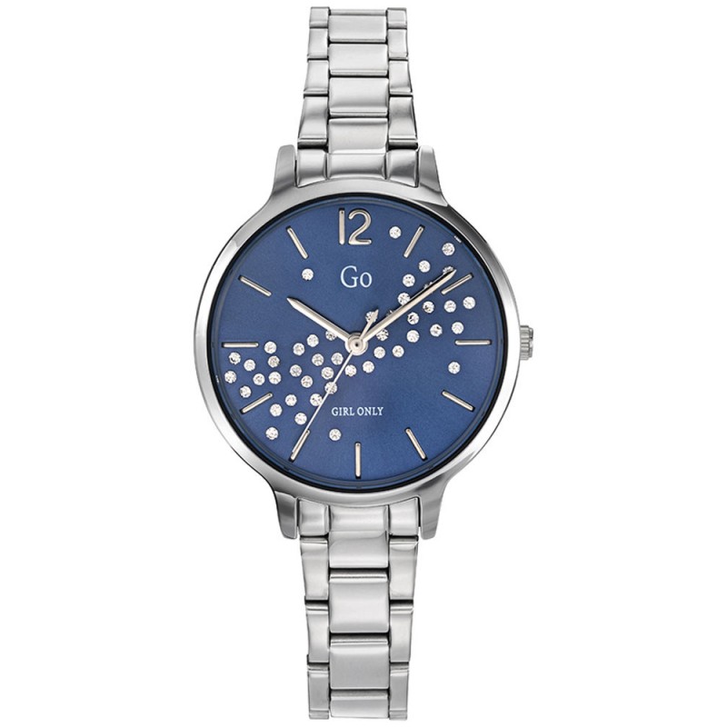 Montre femme Go Girl acier cadran bleu avec strass