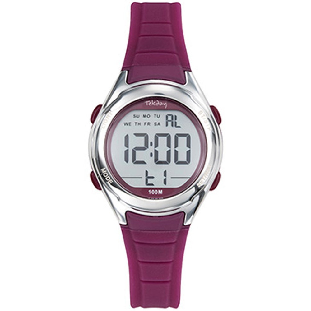 Montre sport digitale Tekday femme bracelet souple prune 654715