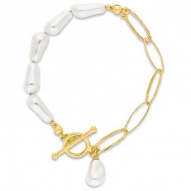 Bracelet femme Spark Doré et Perles Blanches