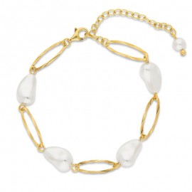 Bracelet femme Spark Biseri Doré et Perles Blanches