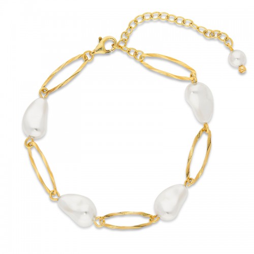 Bracelet femme Spark Biseri Doré et Perles Blanches