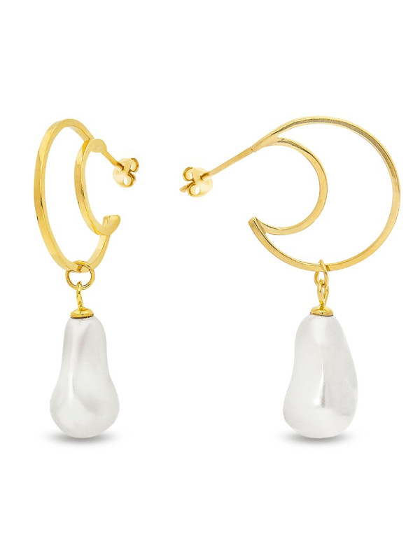 Boucles d'oreilles femme Spark Biseri Doré et Perles Blanches