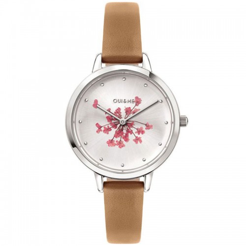 Montre Oui and Me Fleurette cuir camel