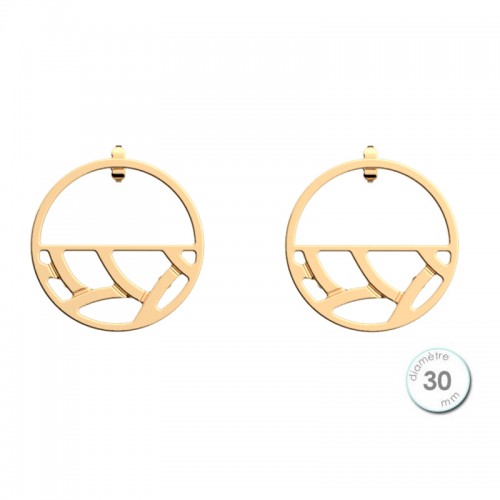 Boucles d'oreilles Les Georgettes motif Tresse finition dorée diamètre 30 mm