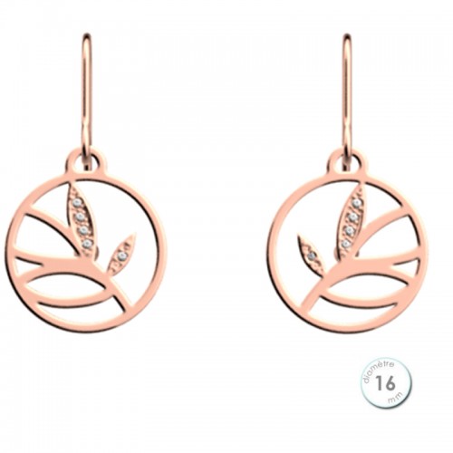 Boucles d'oreilles Les Georgettes motif Arbre de Vie rose doré
