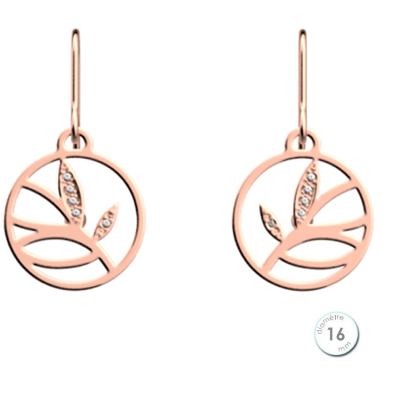 Boucles d'oreilles Les Georgettes motif Arbre de Vie rose doré