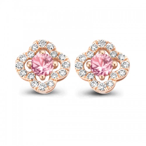 Boucles d oreilles femme Or rose Saphir et Diamants