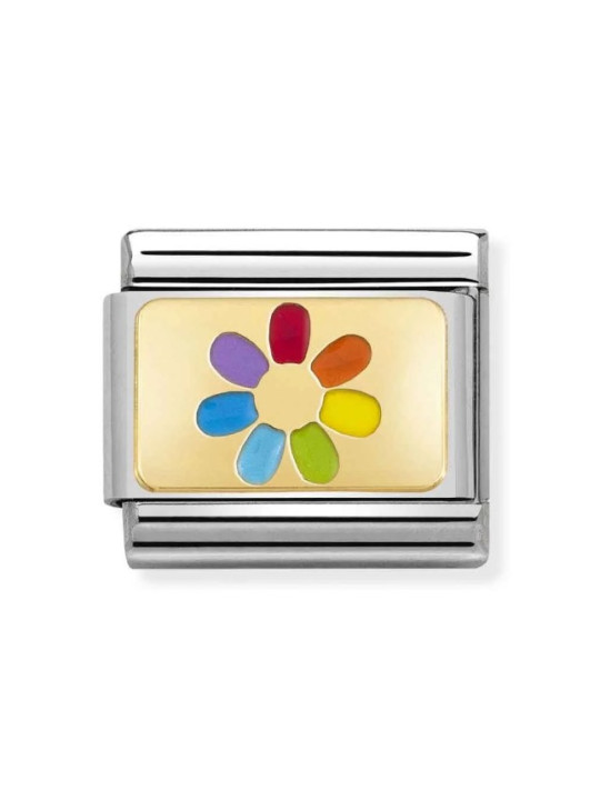 Maillon Nomination Classic Fleur Arc-En-Ciel