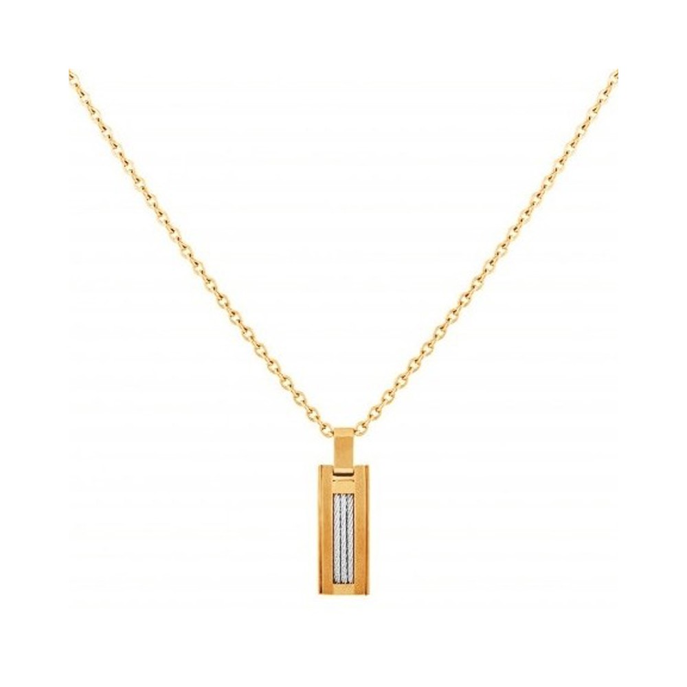 Chaine et pendentif Phebu pour homme en Acier doré jaune - UB Bijoux