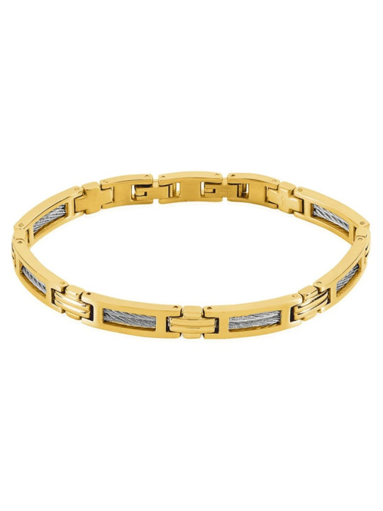 Bracelet homme Phebus Acier doré et Câble argenté