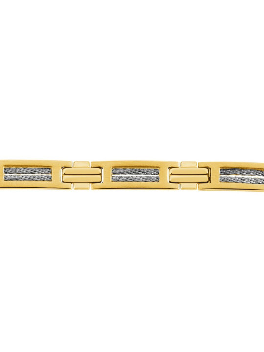 Bracelet homme Phebus Acier doré et Câble argenté