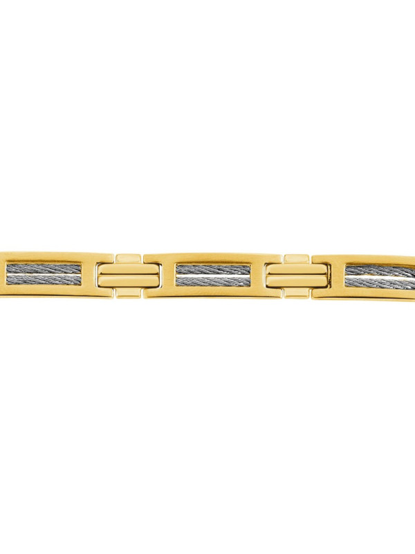 Bracelet homme Phebus Acier doré et Câble argenté