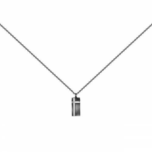 Collier homme Argent rhodié croix Rock et oxydes de zirconium