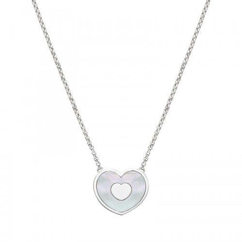 Collier Argent Coeur blanc nacré Go Mademoiselle