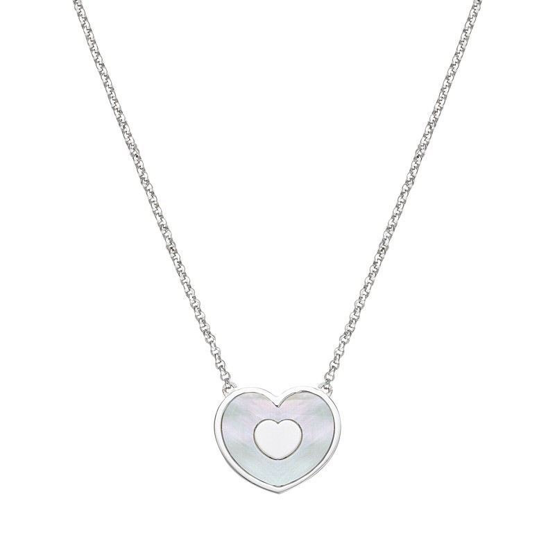 Collier Argent Coeur blanc nacré Go Mademoiselle