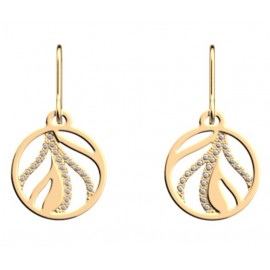 Boucles d'oreilles Les Georgettes Jaune doré motif Plumes 16mm