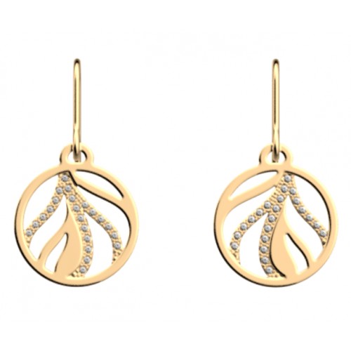 Boucles d'oreilles Les Georgettes Jaune doré motif Plumes 16mm