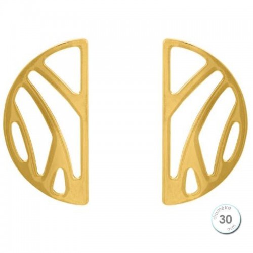 Boucles d'oreilles Les Georgettes motif perroquet Dorées jaune diamètre 30 mm