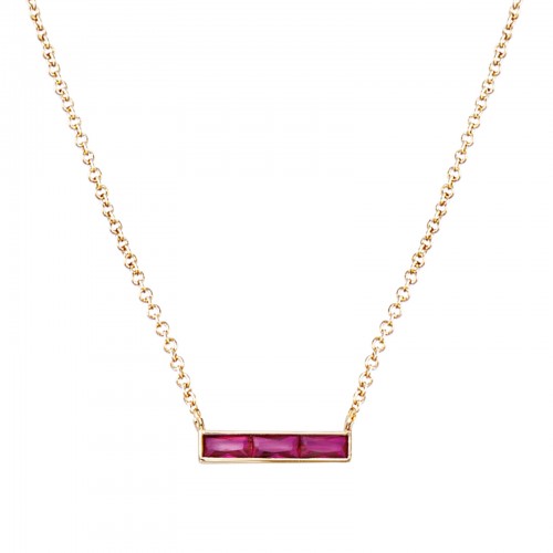 Collier Go Mademoiselle plaqué or et pierres synthétiques fuchsia