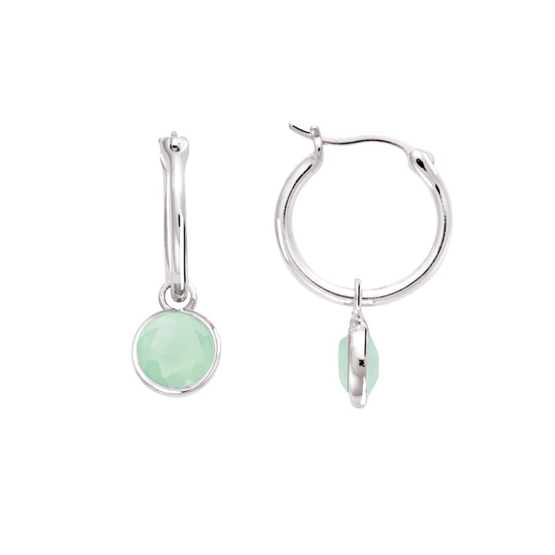 Boucles d'oreilles Argent et pierre couleur jade