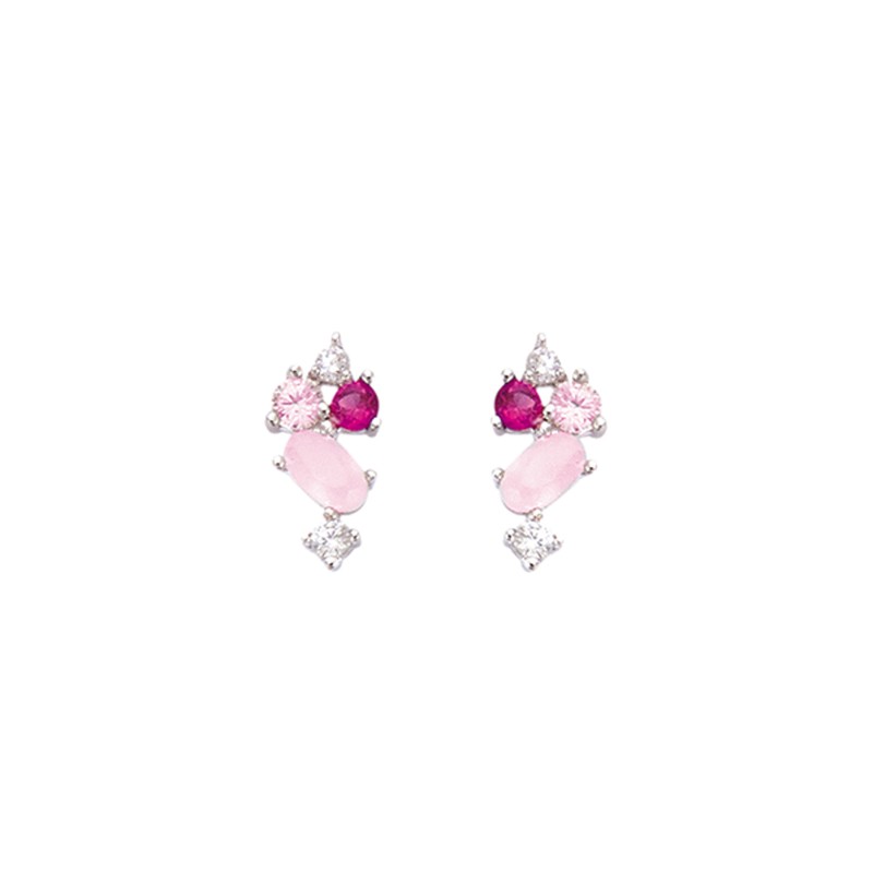 Boucles d'oreilles Argent et pierres de couleurs synthétiques