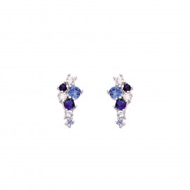 Boucles d'oreilles Argent et pierres de couleurs synthétiques
