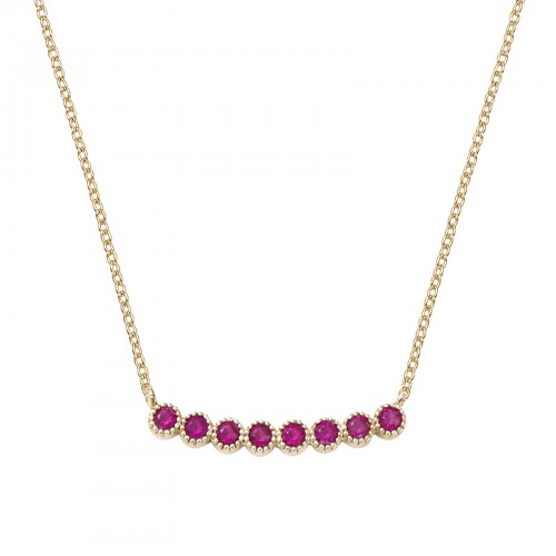 Collier Go Mademoiselle plaqué or et pierres synthétiques fuchsia