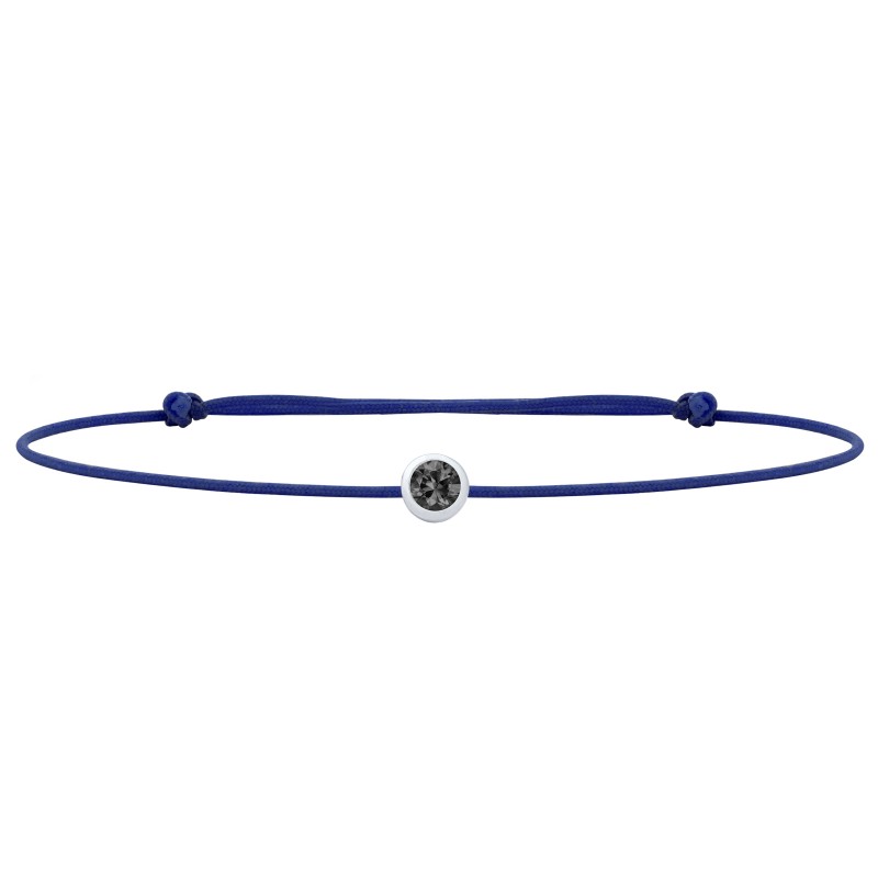 Bracelet Or blanc 18 carats et diamant noir