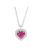 Collier Coeur Or blanc 750 Diamants et Rubis