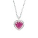 Collier Coeur Or blanc 750 Diamants et Rubis