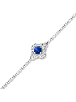 Bracelet Or blanc 750 diamants et Saphir