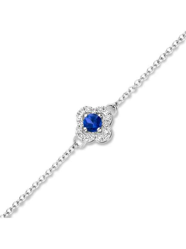Bracelet Or blanc 750 diamants et Saphir
